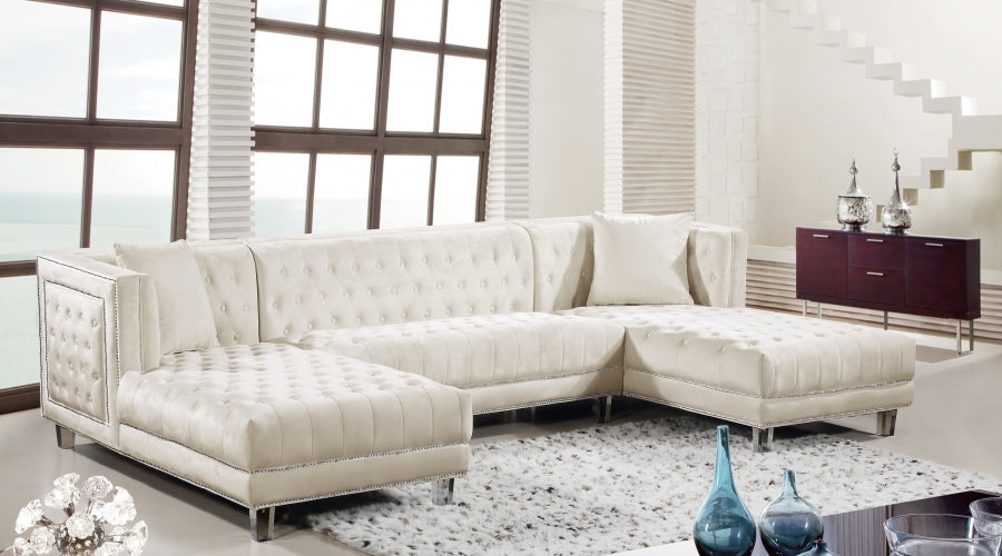 Meridian Furniture - Moda 3 Piece Sectional in Cream - 631Cream-Sectional - GreatFurnitureDeal
