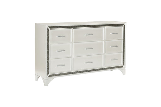 Homelegance - Salon Dresser and Mirror in Pearl White Metallic - 1572W-DM - GreatFurnitureDeal