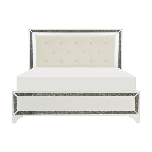 Homelegance - Salon Eastern King Bed in Pearl White Metallic - 1572WK-1EK - GreatFurnitureDeal