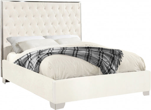 Meridian Furniture - Lexi Velvet King Bed in White - LexiWhite-K - GreatFurnitureDeal