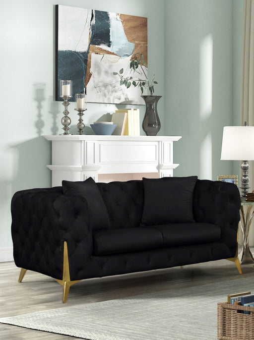 Meridian Furniture - Kingdom Velvet Loveseat in Black - 695Black-L - GreatFurnitureDeal