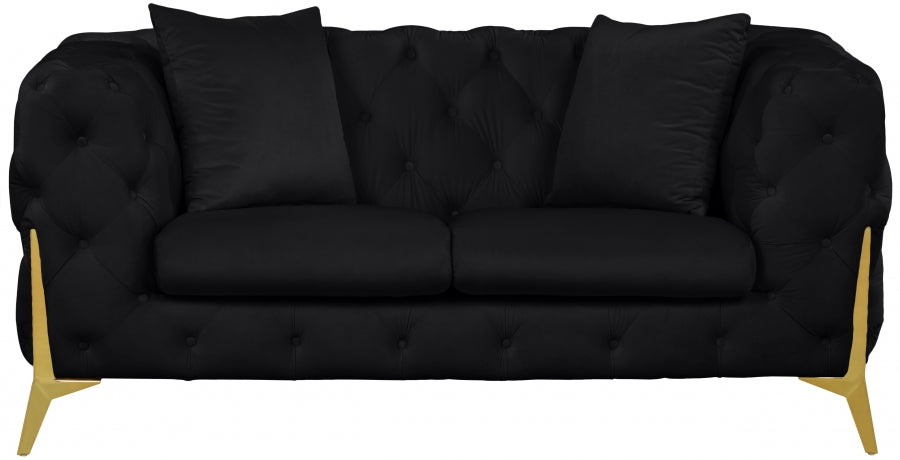 Meridian Furniture - Kingdom Velvet Loveseat in Black - 695Black-L - GreatFurnitureDeal