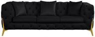 Meridian Furniture - Kingdom Velvet Sofa in Black - 695Black-S - GreatFurnitureDeal
