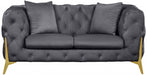 Meridian Furniture - Kingdom Velvet Loveseat in Grey - 695Grey-L - GreatFurnitureDeal