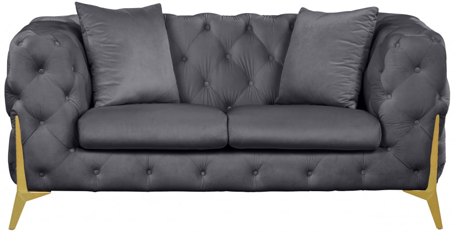 Meridian Furniture - Kingdom Velvet Loveseat in Grey - 695Grey-L
