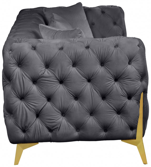 Meridian Furniture - Kingdom Velvet Sofa in Cream - 695Cream-S