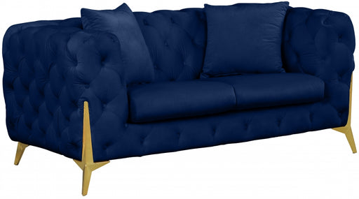 Meridian Furniture - Kingdom Velvet Loveseat in Navy - 695Navy-L - GreatFurnitureDeal
