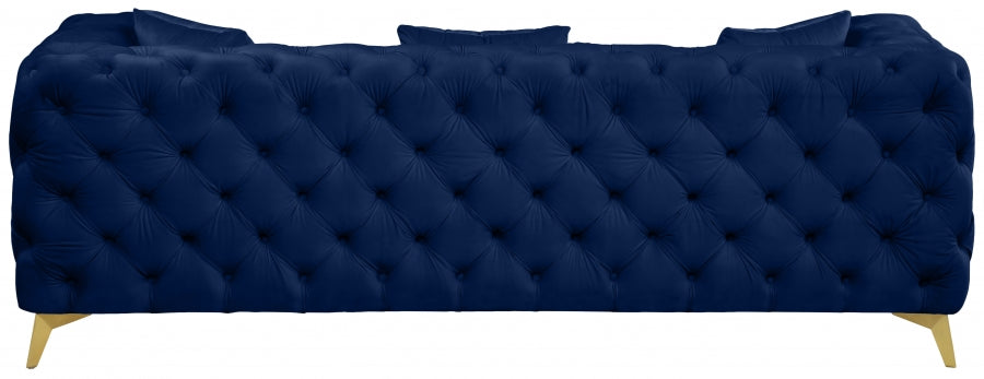 Meridian Furniture - Kingdom Velvet Sofa in Navy - 695Navy-S