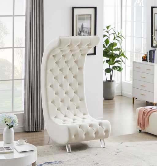 Meridian Furniture - Crescent Velvet Chair in Cream - 568Cream-C - GreatFurnitureDeal