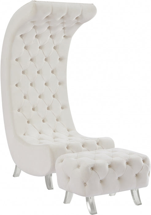 Meridian Furniture - Crescent Velvet Chair in Cream - 568Cream-C - GreatFurnitureDeal