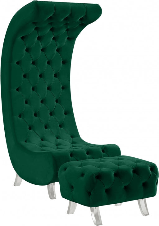 Meridian Furniture - Crescent Velvet Chair in Green - 568Green-C - GreatFurnitureDeal