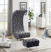 Meridian Furniture - Crescent Velvet Ottoman in Grey - 568Grey-Ott - GreatFurnitureDeal