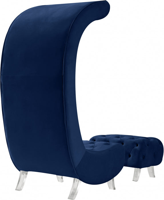 Meridian Furniture - Crescent Velvet Chair in Navy - 568Navy-C - GreatFurnitureDeal