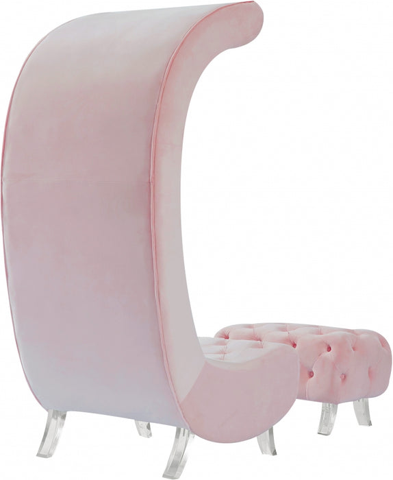 Meridian Furniture - Crescent Velvet Chair in Pink - 568Pink-C - GreatFurnitureDeal