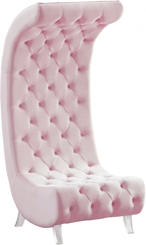 Meridian Furniture - Crescent Velvet Chair in Pink - 568Pink-C - GreatFurnitureDeal