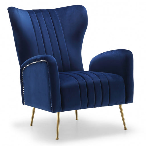 Meridian Furniture - Opera Velvet Accent Chair in Navy - 532Navy - GreatFurnitureDeal