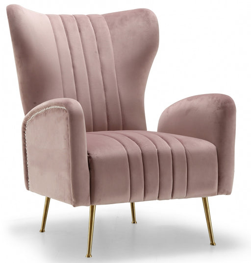 Meridian Furniture - Opera Velvet Accent Chair in Pink - 532Pink - GreatFurnitureDeal