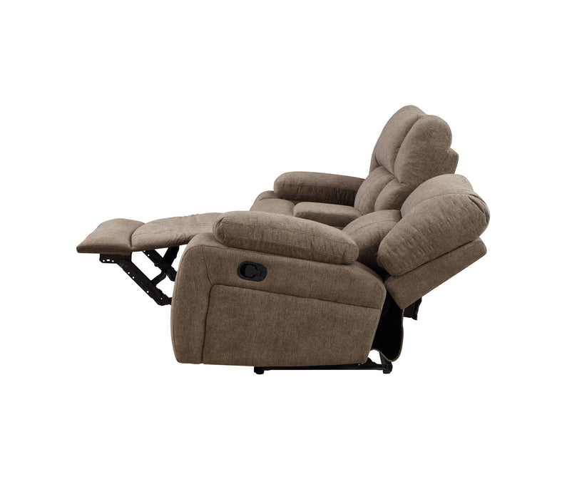 GFD Home - Ohio Manual Recliner 3Pc Living Room Set Made With Chenille Upholstery in Brown - GreatFurnitureDeal