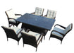 GFD Home - Patio 7-Piece Rectangular Dining Set with 6 Dining Chairs (Brown &Beige Cushion ) - GreatFurnitureDeal