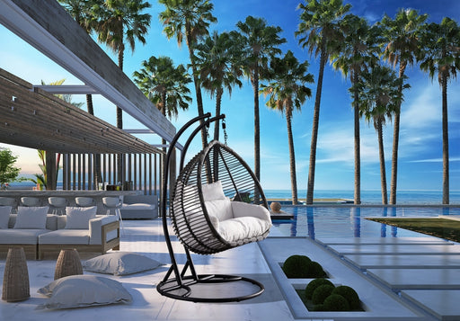 Meridian Furniture - Tarzan Outdoor Patio Swing Chair in Dark Grey - 334 - GreatFurnitureDeal