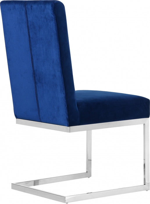 Meridian Furniture - Carlton Velvet Dining Chair in Navy (Set Of 2) - 735Navy-C - GreatFurnitureDeal