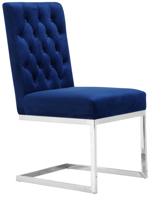 Meridian Furniture - Carlton Velvet Dining Chair in Navy (Set Of 2) - 735Navy-C - GreatFurnitureDeal