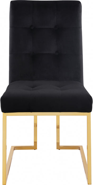 Meridian Furniture - Pierre Velvet Dining Chair in Black (Set of 2) - 714Black-C - GreatFurnitureDeal