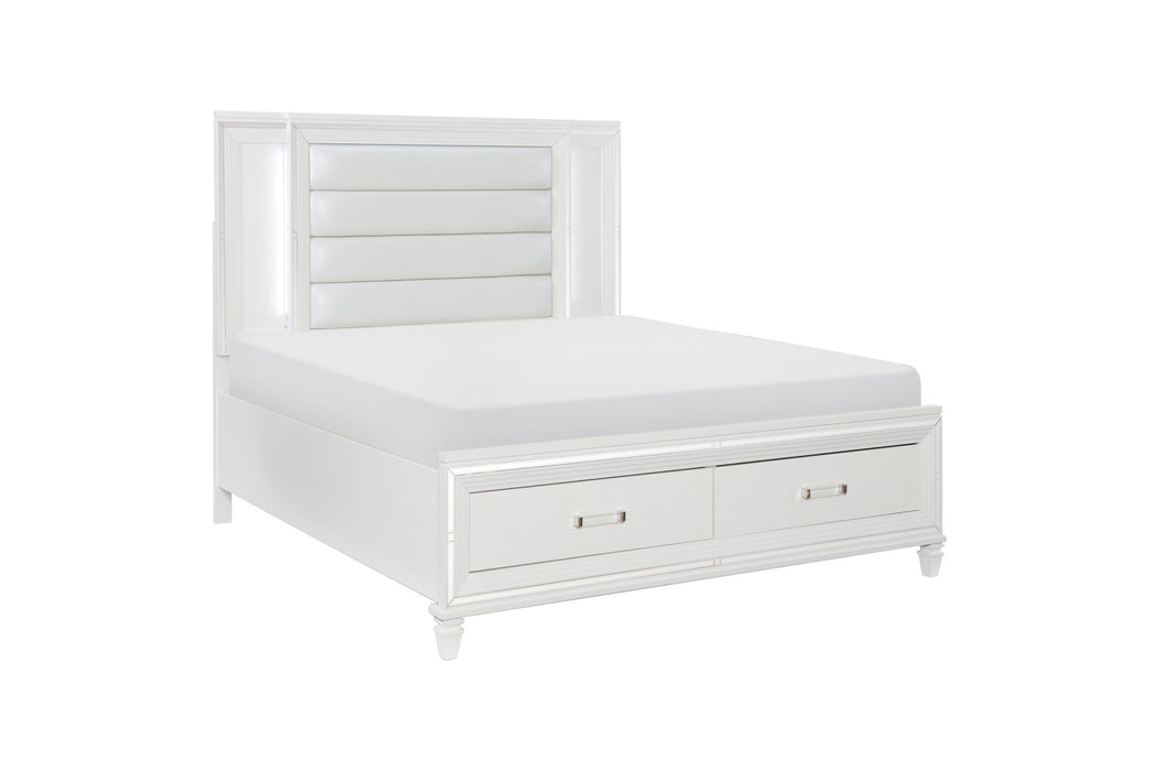 Homelegance - Tamsin Queen Platform Bed with LED Lighting and Footboard Storage in White - 1616W-1*
