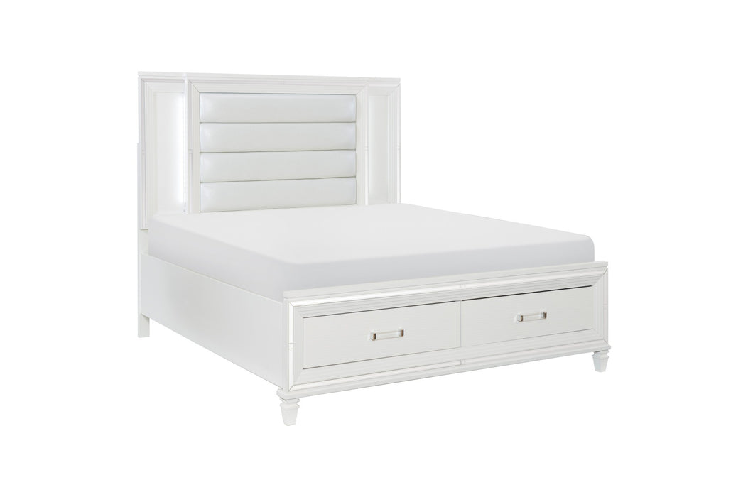 Homelegance - Tamsin Queen Platform Bed with LED Lighting and Footboard Storage in White - 1616W-1* - GreatFurnitureDeal