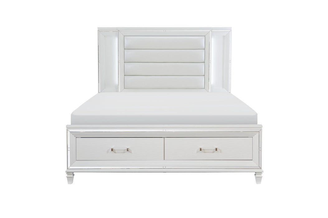 Homelegance - Tamsin Queen Platform Bed with LED Lighting and Footboard Storage in White - 1616W-1*