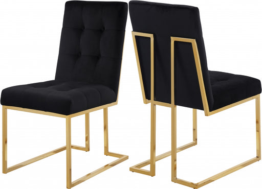 Meridian Furniture - Pierre Velvet Dining Chair in Black (Set of 2) - 714Black-C - GreatFurnitureDeal