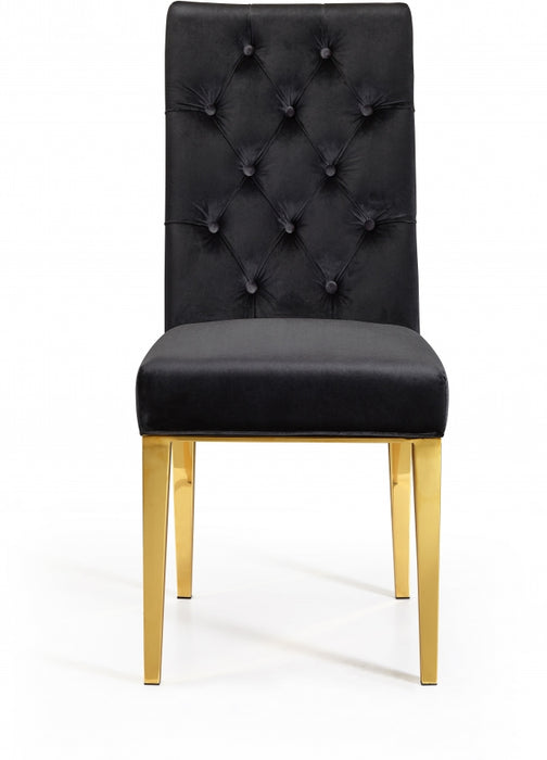 Meridian Furniture - Capri Velvet Dining Chair in Black (Set of 2) - 716Black-C - GreatFurnitureDeal