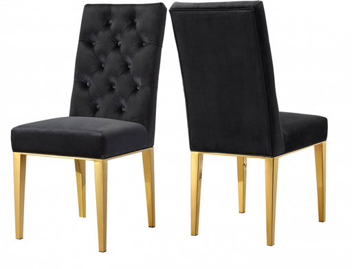 Meridian Furniture - Capri Velvet Dining Chair in Black (Set of 2) - 716Black-C - GreatFurnitureDeal