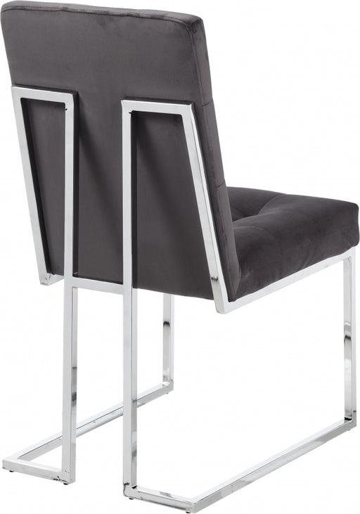 Meridian Furniture - Alexis Velvet Dining Chair in Grey (Set of 2) - 731Grey-C - GreatFurnitureDeal