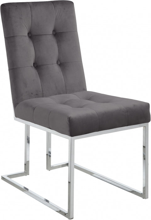 Meridian Furniture - Alexis Velvet Dining Chair in Grey (Set of 2) - 731Grey-C