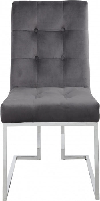 Meridian Furniture - Alexis Velvet Dining Chair in Grey (Set of 2) - 731Grey-C
