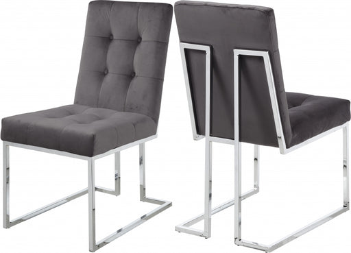 Meridian Furniture - Alexis Velvet Dining Chair in Grey (Set of 2) - 731Grey-C - GreatFurnitureDeal