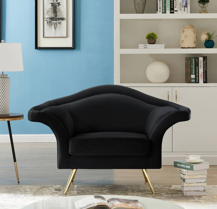Meridian Furniture - Lips Velvet Chair in Black - 607Black-C - GreatFurnitureDeal