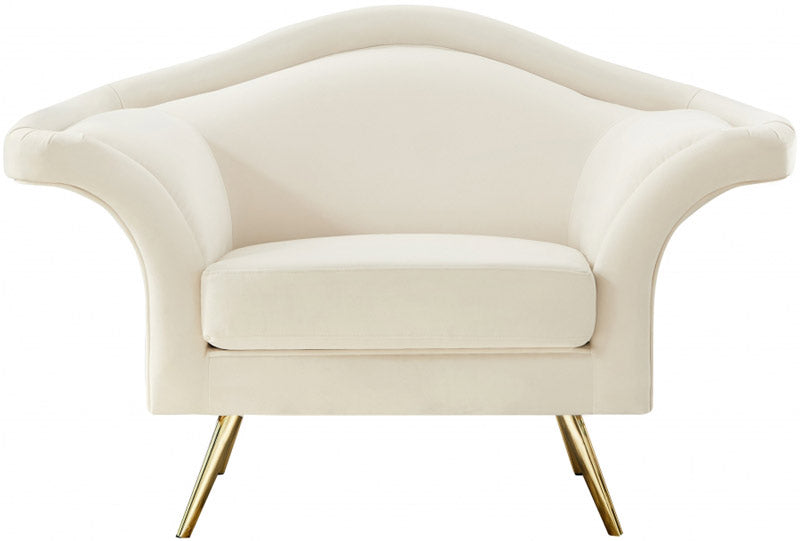 Meridian Furniture - Lips Velvet Chair in Cream - 607Cream-C - GreatFurnitureDeal