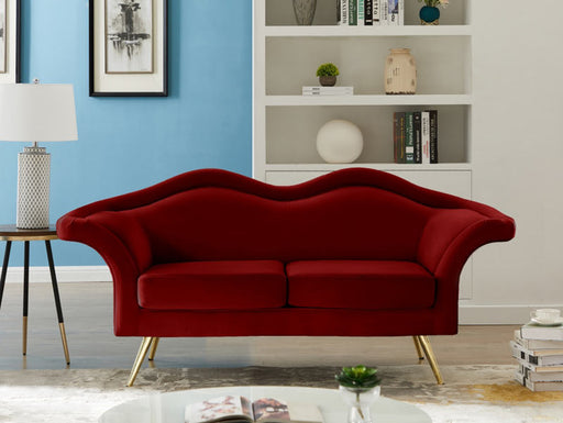 Meridian Furniture - Lips Velvet Loveseat in Red - 607Red-L - GreatFurnitureDeal