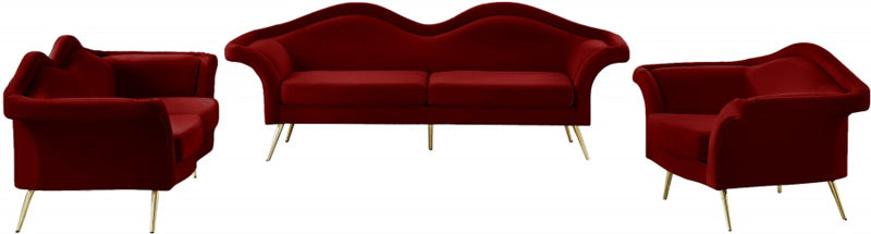 Meridian Furniture - Lips Velvet Sofa in Red - 607Red-S - GreatFurnitureDeal