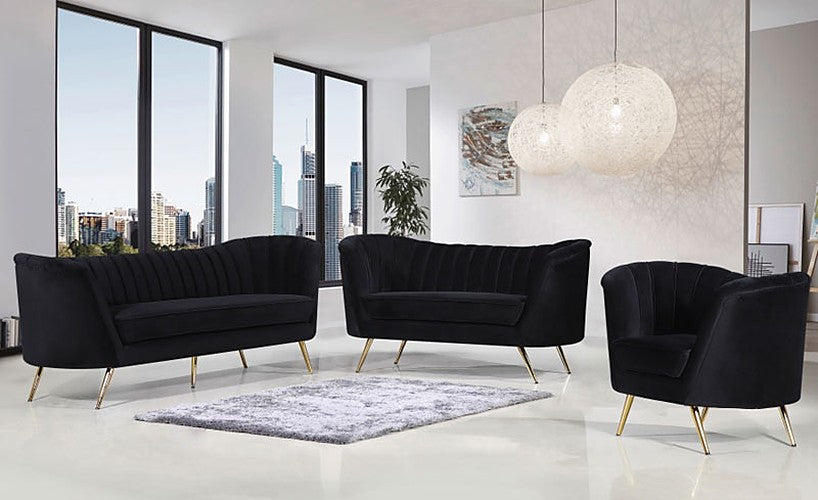 Meridian Furniture - Margo Velvet Sofa in Black - 622Black-S - GreatFurnitureDeal