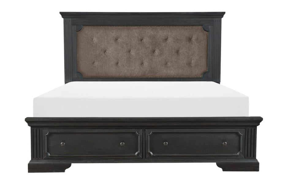 Homelegance - Bolingbrook Queen Platform Bed with Footboard Storage in Wire-Brushed Charcoal - 1647-1* - GreatFurnitureDeal