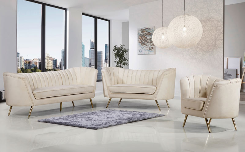 Meridian Furniture - Margo Velvet Chair in Cream - 622Cream-C - GreatFurnitureDeal