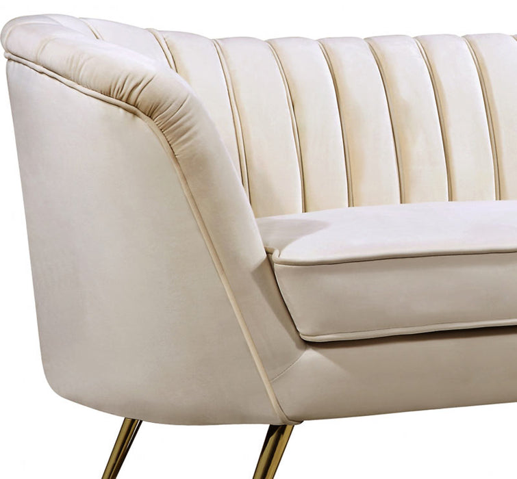 Meridian Furniture - Margo Velvet Loveseat in Cream - 622Cream-L - GreatFurnitureDeal