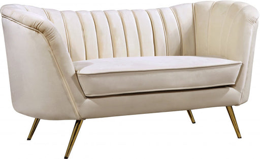 Meridian Furniture - Margo Velvet Loveseat in Cream - 622Cream-L - GreatFurnitureDeal