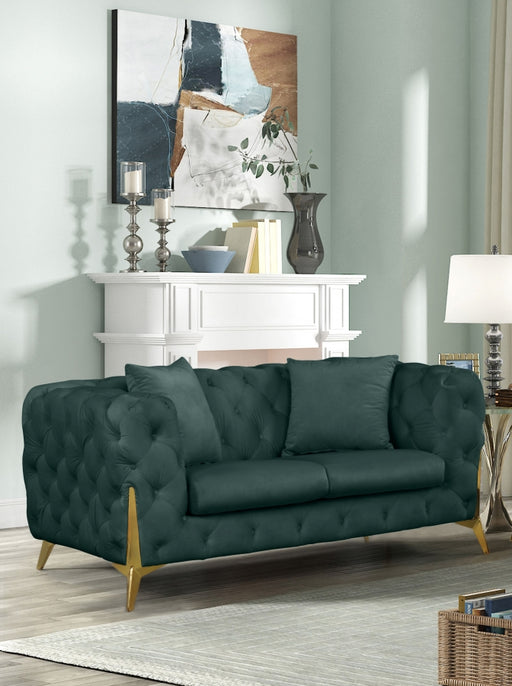 Meridian Furniture - Kingdom Velvet Loveseat in Green - 695Green-L - GreatFurnitureDeal