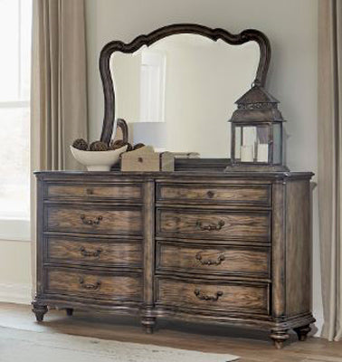 Homelegance - Heath Court Dresser and Mirror in Brown Oak - 1682-DM - GreatFurnitureDeal