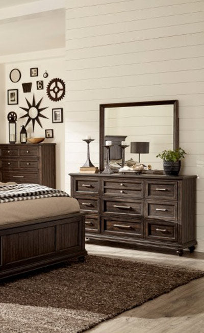 Homelegance - Cardano Dresser with Mirror in Driftwood Charcoal - 1689-6 - GreatFurnitureDeal