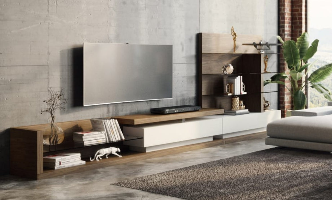 Vig Furniture - Modrest Jefferson Modern Walnut and White High Gloss TV Unit - VGBB662N-WAL - GreatFurnitureDeal